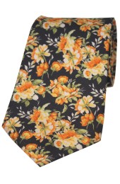 Black With Orange And Yellow Flowers Posh And Dandy Silk Ties
