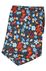 Posh & Dandy Small Multi coloured Flowers Printed Silk Tie