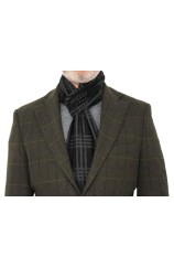 Erwin & Morris Black & Grey Check Scarf Supplied In A Gift Box