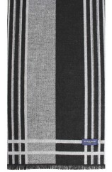 Erwin & Morris Grey Black Striped Scarf Supplied In A Gift Box