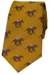 Soprano Luxury Gold Horse Racing Woven Silk Tie