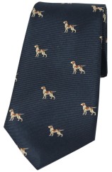 Soprano Fox Hounds On Blue Ground Country Silk Tie