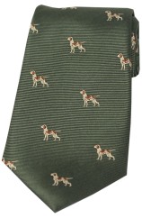 Soprano Fox Hounds On Green Ground Country Silk Tie