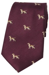 Soprano Fox Hounds On Wine Ground Country Silk Tie