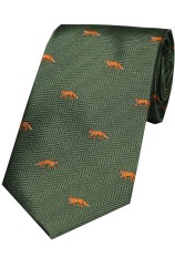 Soprano Foxes on Green Country Silk Tie