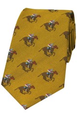 Soprano Luxury Gold Horse Racing Woven Silk Tie