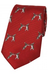 Soprano Boxing Hares On Red Ground Country Silk Tie