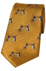 Soprano Boxing Hares On Gold Ground Country Silk Tie