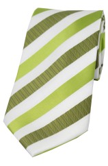 Soprano Green Striped Polyester Tie On White Ground