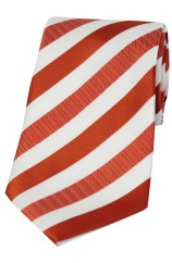 Soprano Orange Striped Polyester Tie On White Ground