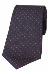Soprano Red Pin Dot Polyester Tie On Blue Ground