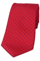 Soprano Blue Pin Dot Polyester Tie On Red Ground