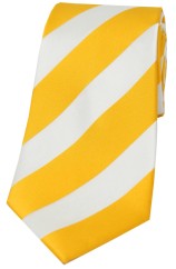 Soprano Gold and White Bold Stripe Polyester Tie