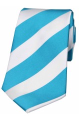 Soprano Turquoise and White Bold Stripe Polyester Tie