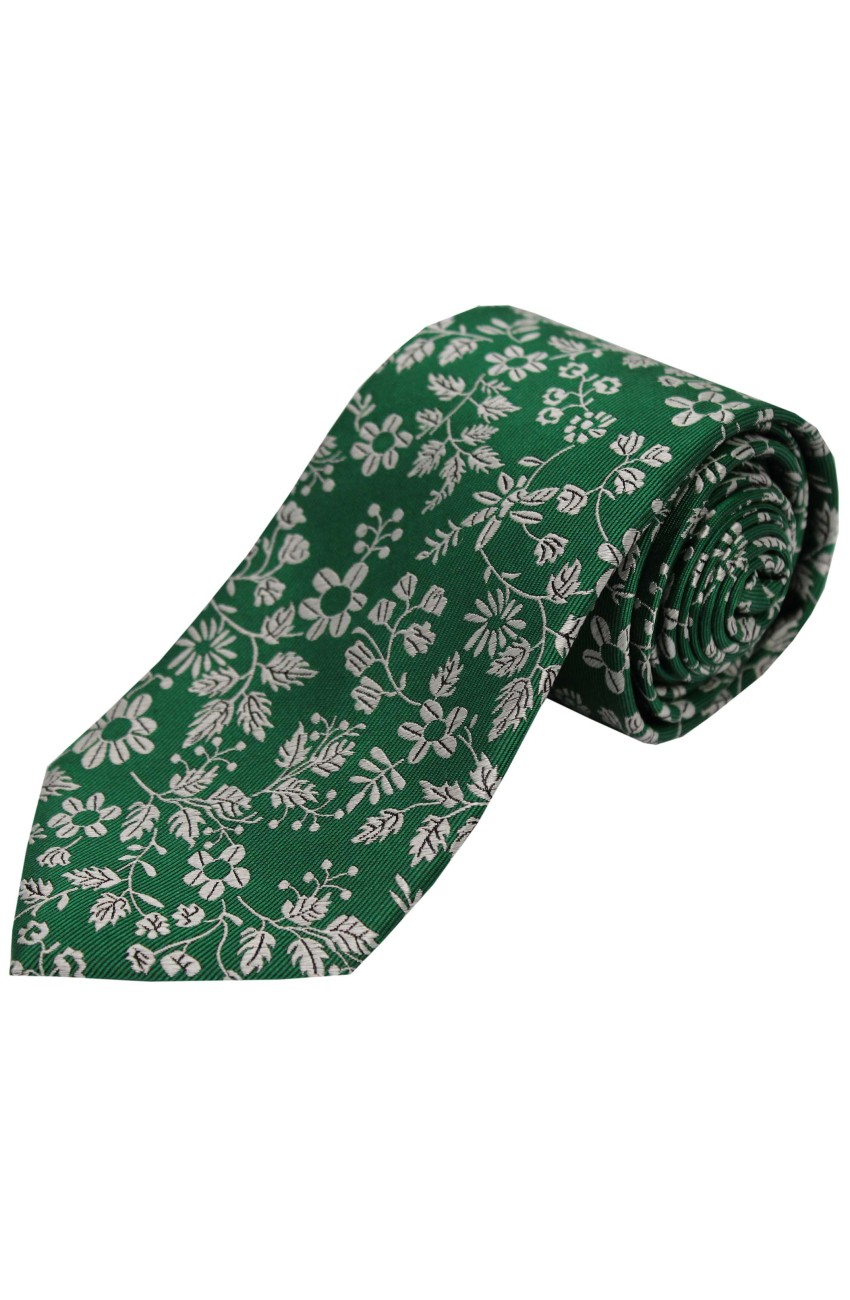 Soprano Forest Green Floral Silk Tie