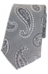 Soprano Grey Paisley Luxury Woven Silk Tie 