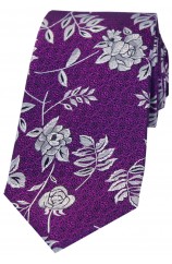 Soprano Purple Flower And Leaf Luxury Silk Tie