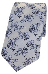 Soprano Silver Ground Small Flowers Silk Tie