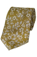 Soprano Old Gold Floral Silk Tie 