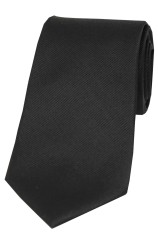 Soprano Black Diagonal Ribbed Plain Silk Tie