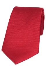 Soprano Red Diagonal Ribbed Plain Silk Tie