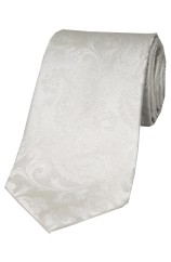 Soprano White Paisley Woven Silk Tie