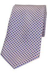 Soprano Neat Checked Sky and Pink Silk Tie