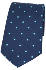 Soprano Navy and Cyan Polka Dot Silk Tie