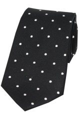 Soprano Black and White Polka Dot Silk Tie