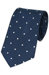 Soprano Navy and White Polka Dot Silk Tie