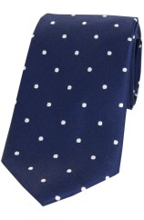 Soprano Navy and White Polka Dot Silk Tie