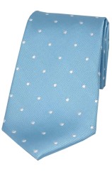 Soprano Sky Blue and White Polka Dot Silk Tie