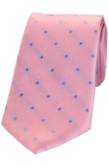 Soprano Pink and Sky Blue Polka Dot Silk Tie