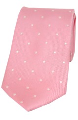 Soprano Pink and White Polka Dot Silk Tie