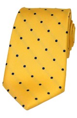 Soprano Gold and Blue Polka Dot Silk Tie