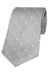 Soprano Silver and White Polka Dot Silk Tie