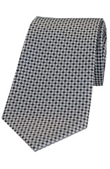 Soprano Neat Checked Silver and Grey Silk Tie