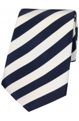Soprano Navy and White Satin Striped Silk Tie
