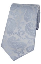 Soprano Light Duck Egg Blue Paisley Silk Tie