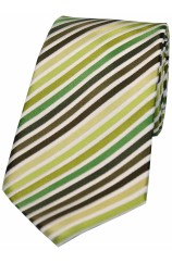 Soprano Shades Of Green Stripes Silk Tie