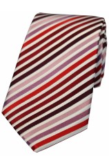 Soprano Shades of Red Pink Lilac Wine Stripes Silk Tie