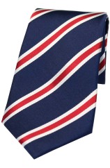 Soprano Royal Blue With Red White Stripes Silk Tie