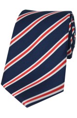 Soprano Navy Red and White Striped Silk Tie