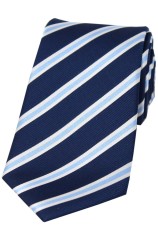 Soprano Navy Sky and White Striped Silk Tie