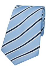 Soprano Sky Navy and White Striped Silk Tie