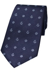 Soprano Navy And Blue Ships Anchor And Wheel Silk Tie