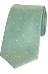 Soprano Mint and White Polka Dot Silk Tie