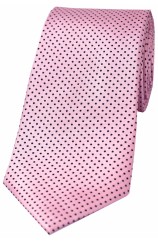 Soprano Pink and Black Pin Dot Woven Silk Tie