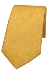Soprano Gold With Jacquard Leaf Design Silk Tie