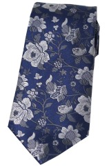 Soprano Navy Luxury Floral Silk Tie